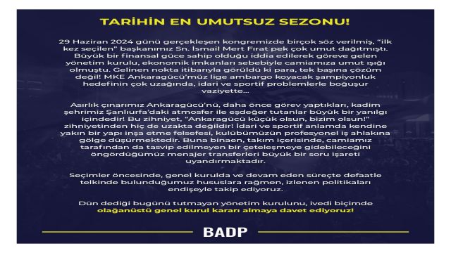 BADP: "Menajer transferleri büyük bir soru işareti yaratmaktadır"